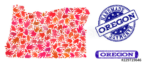 500x222 Handmade Craft Collage Of Mosaic Map Of Oregon State And Unclean