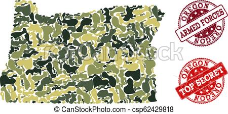 450x226 Military Camouflage Composition Of Map Of Oregon State And Grunge