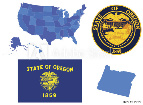 500x365 Vector Illustration Of State Oregon,contains High Detailed Map