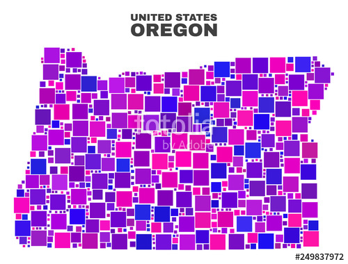 500x380 Mosaic Oregon State Map Isolated On A White Background Vector