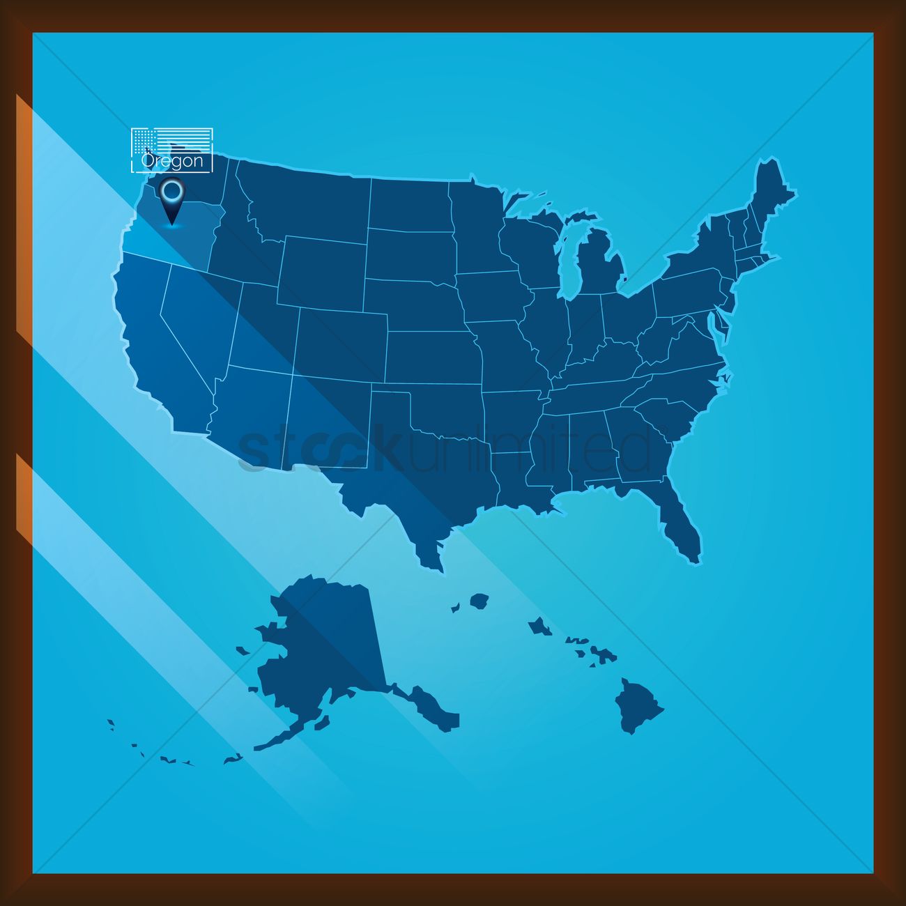 1300x1300 Navigation Pointer Indicating Oregon State On Us Map Vector Image