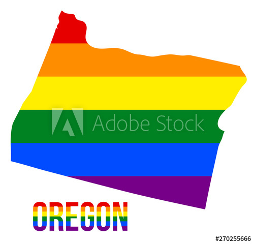 500x480 Oregon State Map In Lgbt Rainbow Flag Comprised Six Stripes