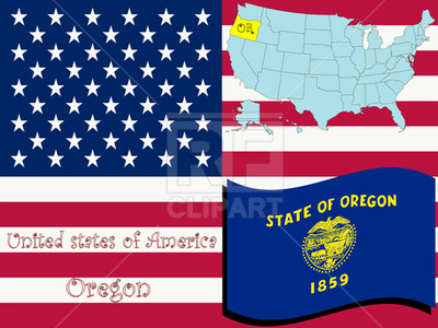400x300 Oregon State Map Outline And Flag Vector Image Of Signs, Symbols