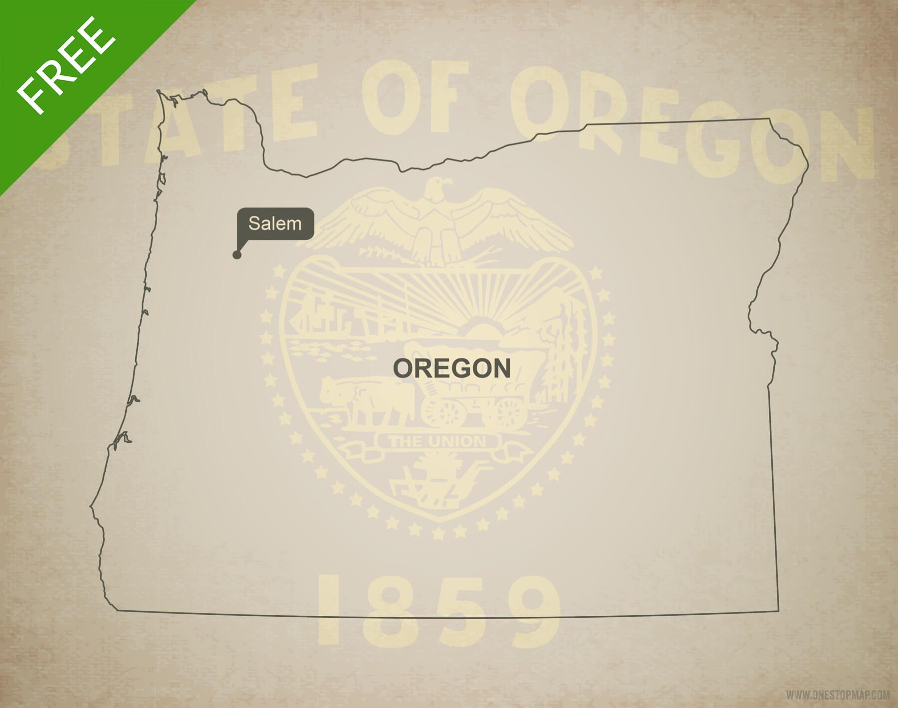 1800x1420 Free Vector Map Of Oregon Outline One Stop Map