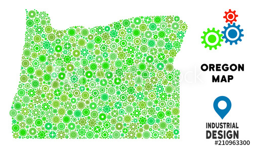 500x293 Gear Oregon State Map Mosaic Of Small Cogs Abstract Territorial