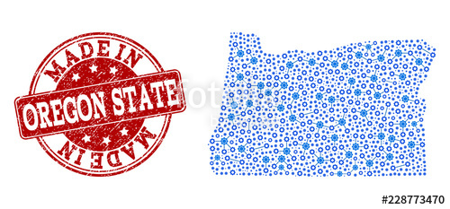 500x233 Map Of Oregon State Vector Mosaic And Made In Grunge St Map