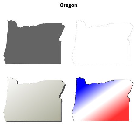 450x450 Oregon State Blank Vector Outline Map Set Royalty Free Vector