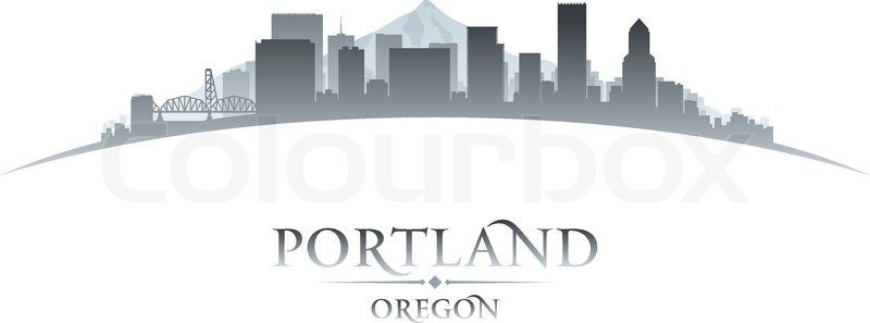 800x297 Portland Oregon City Skyline Silhouette Vector Illustration