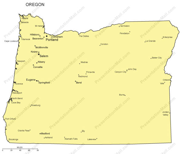 601x508 Oregon Outline Map With Capitals Major Cities