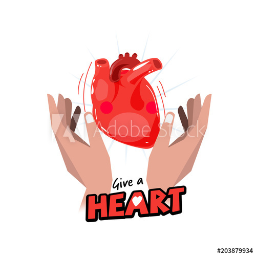 500x500 Hand With Human Heart Hope And Organ Donation Concept Logotype