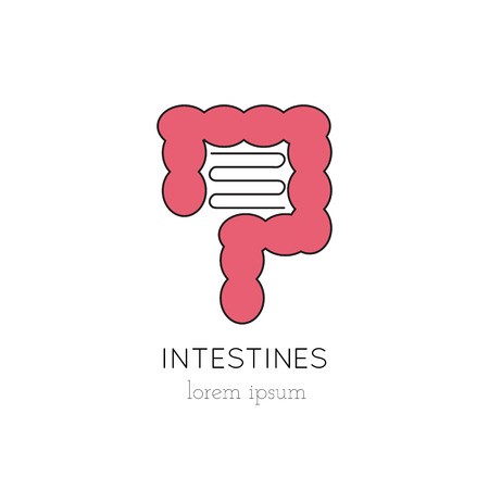 450x450 Vector Intestines Thin Line Icon, Logo Template Illustration Part