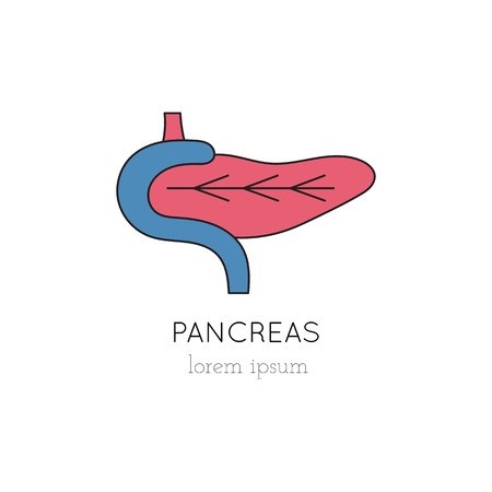 450x450 Vector Pancreas Thin Line Icon, Logo Template Illustration Part