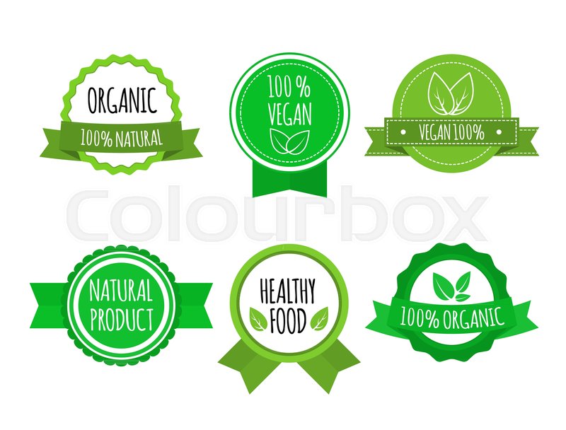 800x608 Set Of Bio Healthy Food Badges On Stock Vector Colourbox