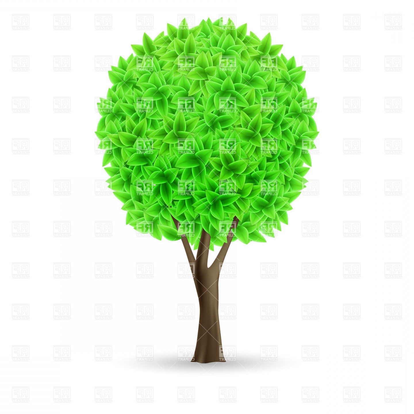 1440x1440 Green Tree On White Background Organic Eco Symbol Vector Clipart