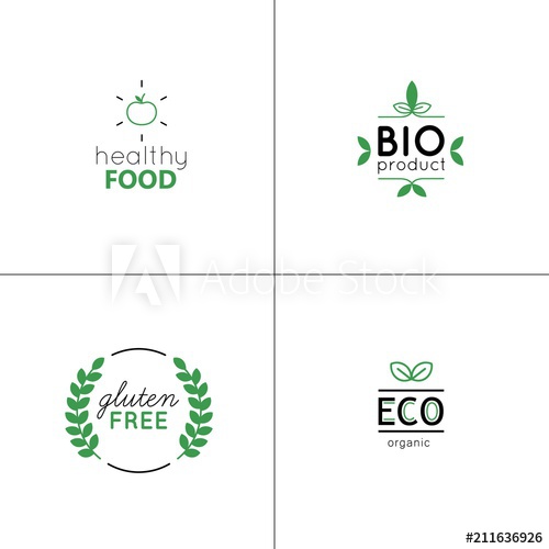 500x500 Natural And Organic Vector Set With Green Labels And Badges