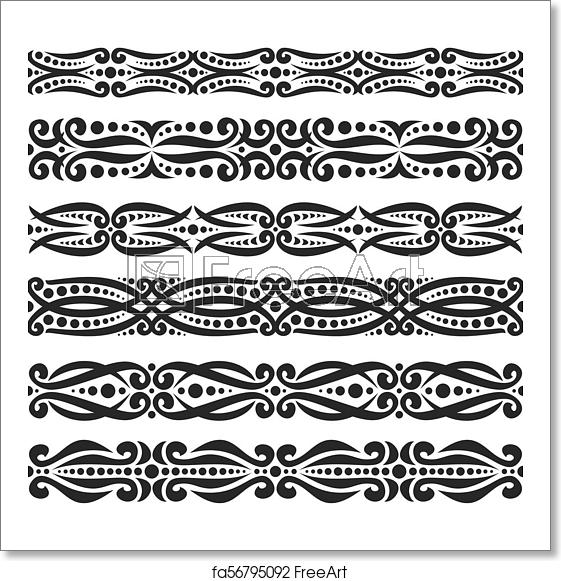 561x581 Free Art Print Of Vector Set Of Black Seamless Borders Vector Set