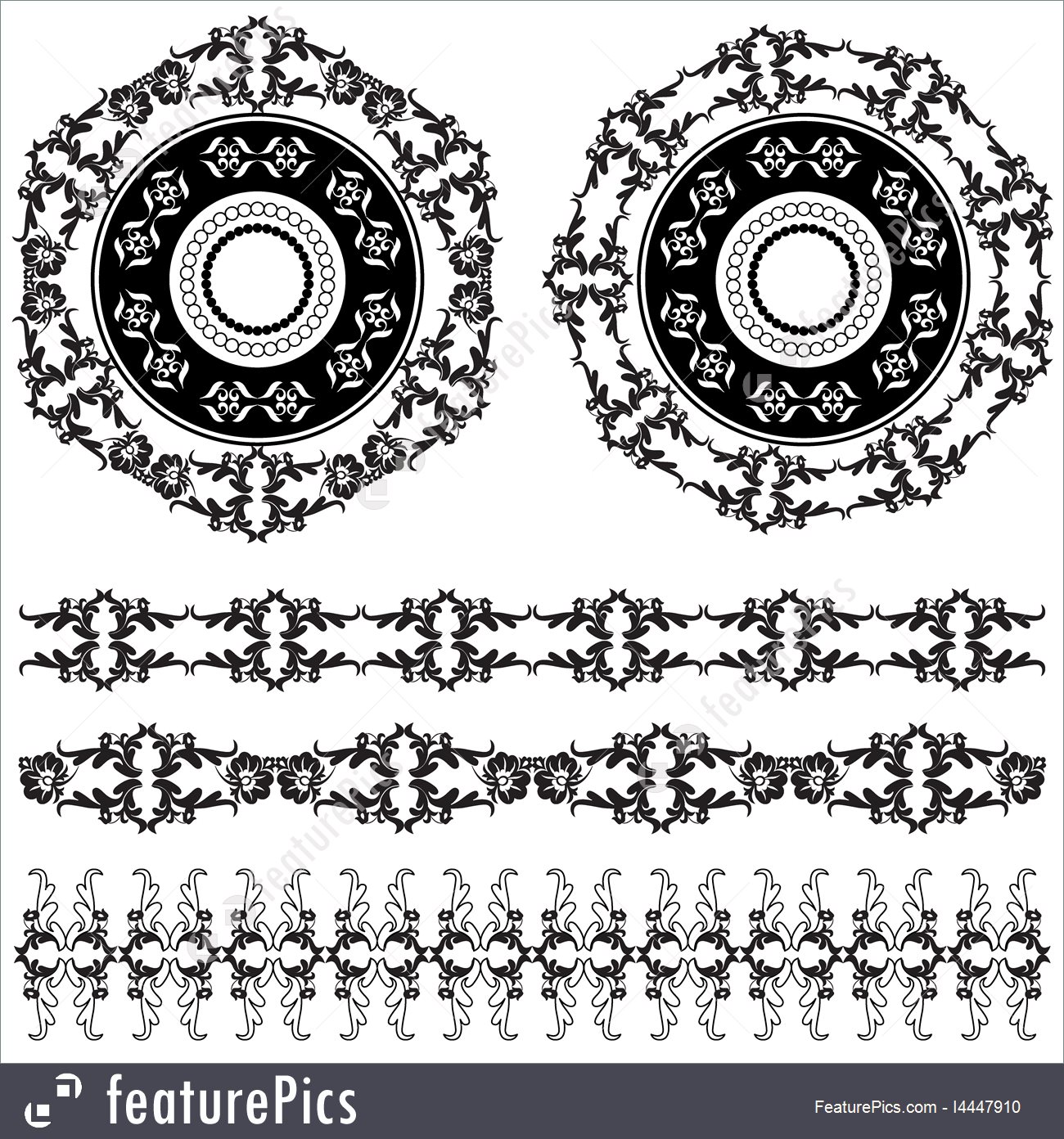 1300x1392 Oriental Border And Ornament Five Stock Illustration