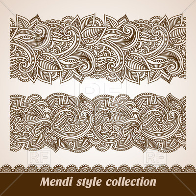 400x400 Set Of Curved Floral Oriental Borders Vector Image Of Borders