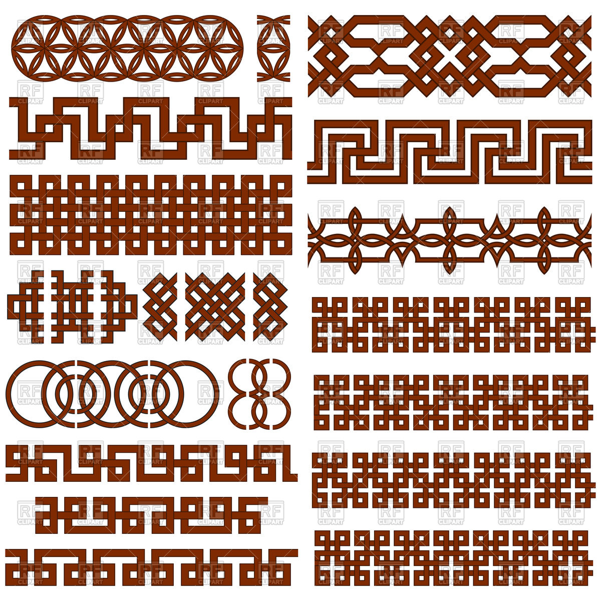 1200x1200 Set Of Oriental Geometrical Seamless Borders Vector Image