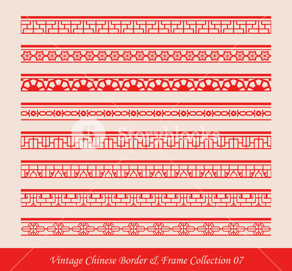 1000x929 Vintage Oriental Chinese Border Frame Vector Collection Royalty