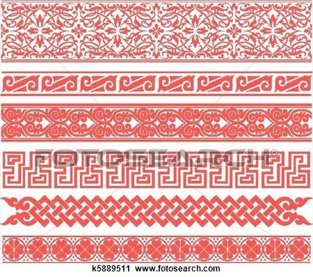 450x398 Eastern Style Oriental Border Set Clipart Tile Classic Greek