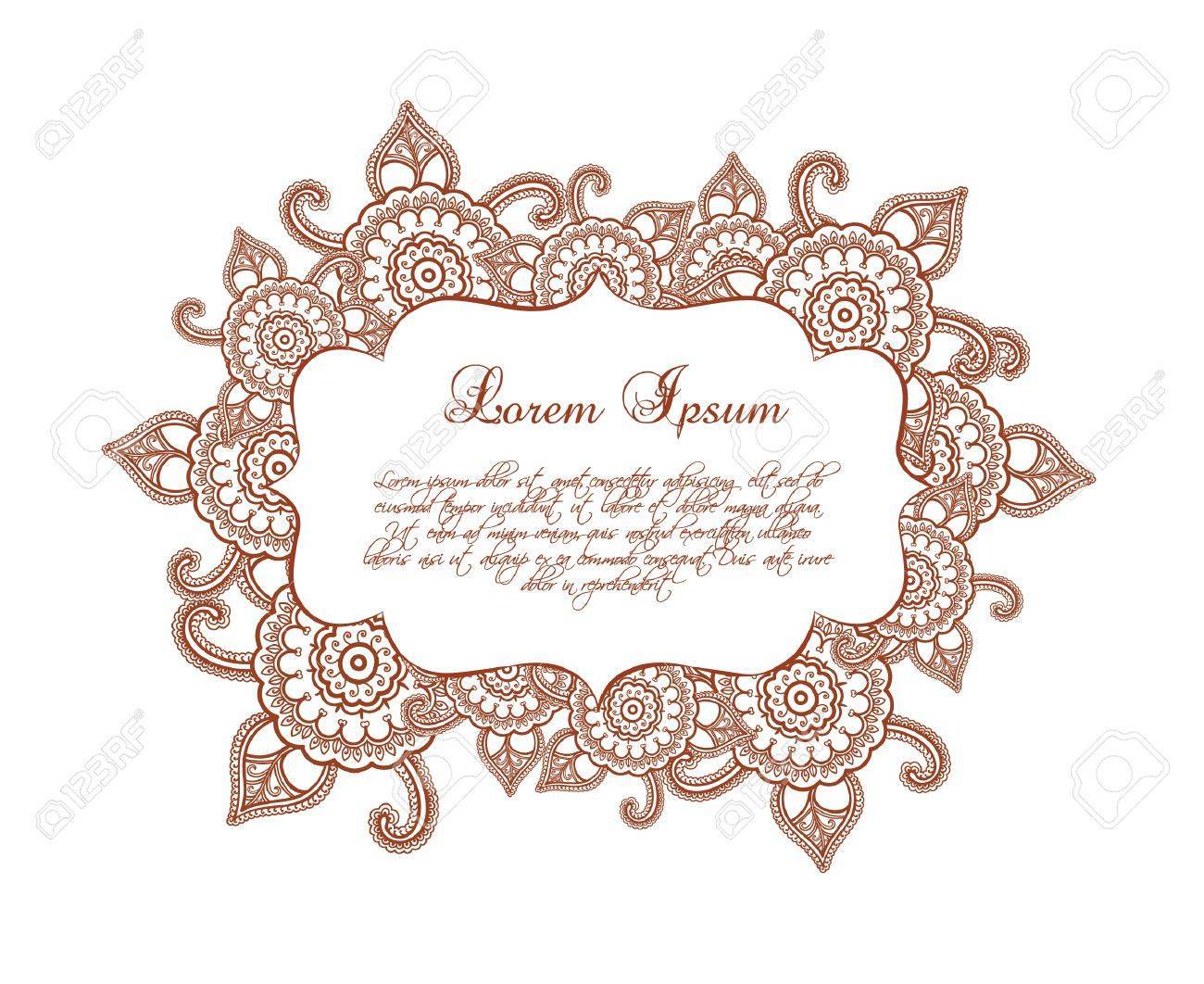 1300x1062 Indian Floral Border Oriental Frame, Eastern Flowers Vector