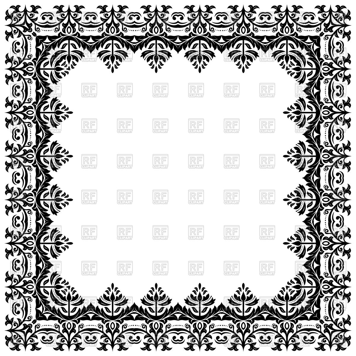 1200x1200 Black Oriental Frame With Arabesque Vector Image Of Borders