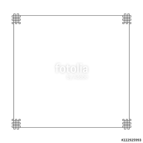 500x500 Vector Oriental Frame, Black Border Isolated, Ornament Template