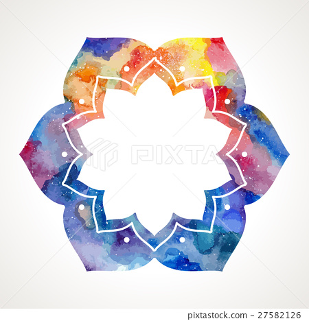 450x468 Watercolor Flower Oriental Frame Vector