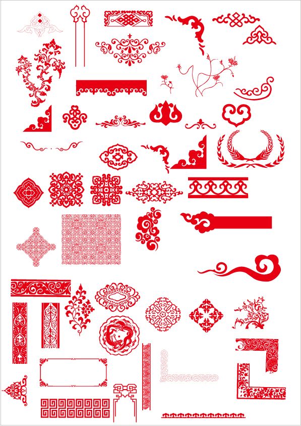 597x843 China Style Ornaments With Frame Vector Scrap = Photography