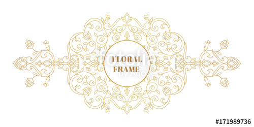 500x250 Floral Wedding Frame Vector Oriental Arabic Ornament With Flowers