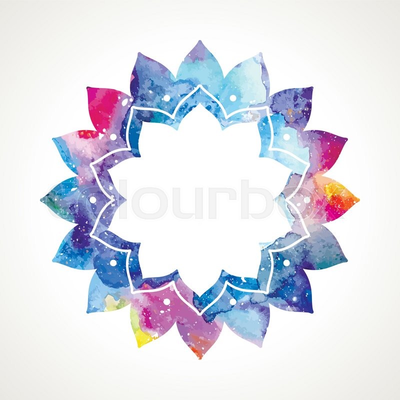 800x800 Flower Oriental Frame Watercolor Stock Vector Colourbox