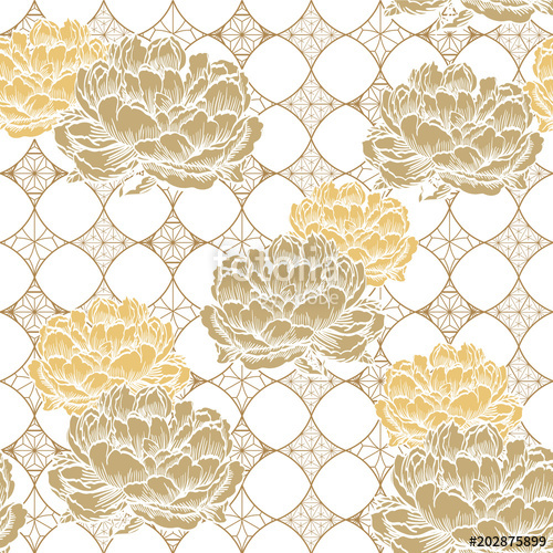 500x500 Japanese Pattern Vector Oriental Background Gold Flower Pattern