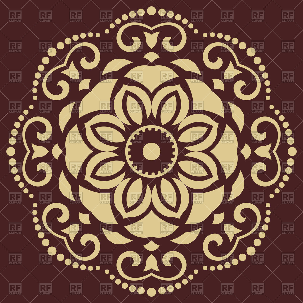 1200x1200 Oriental Pattern With Arabesque Elements On Brown Background