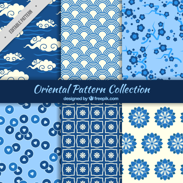 626x626 Oriental Patterns In Blue Color Vector Free Download
