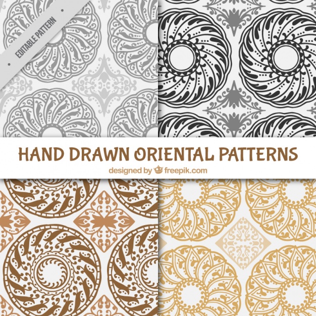 626x626 Four Hand Drawn Oriental Patterns Vector Free Download