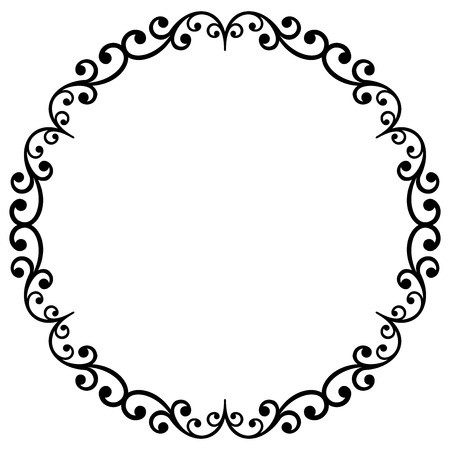 450x450 Oriental Vector Black And White Round Frame With Arabesques