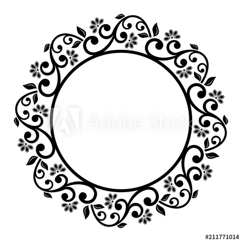 500x500 Oriental Vector Round Frame With Arabesques And Floral Elements