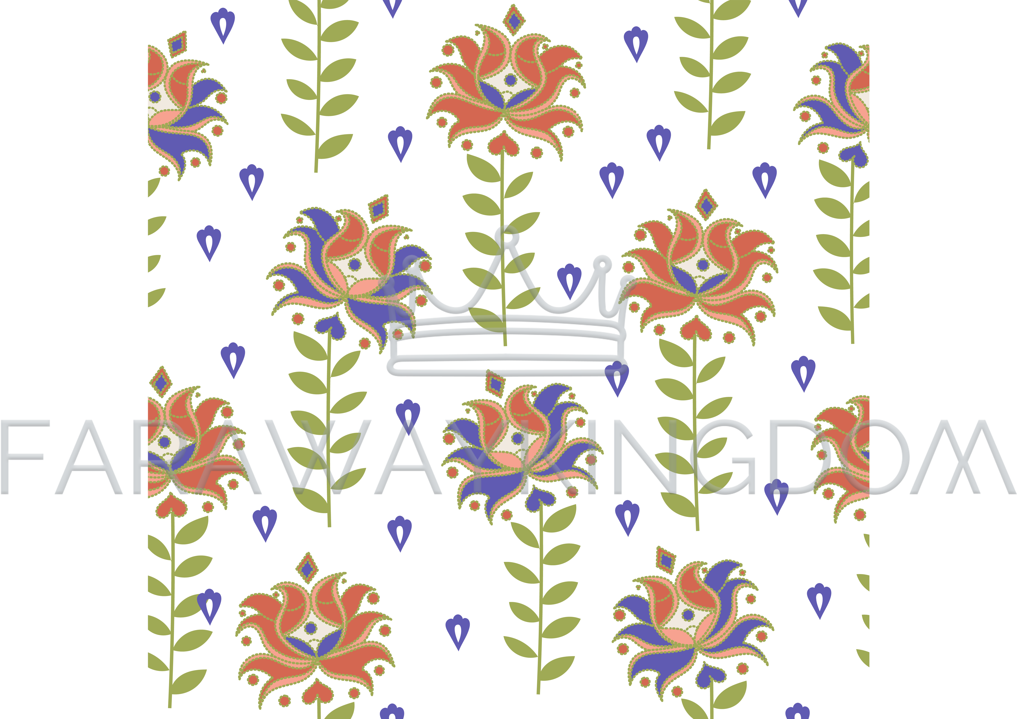 3508x2480 White Flowers Oriental Vector Illustration Seamless Pattern