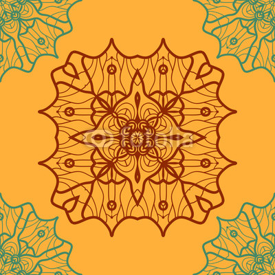 400x400 Yoga Ornament, Kaleidoscopic Seamless Indian Art Print Ornament