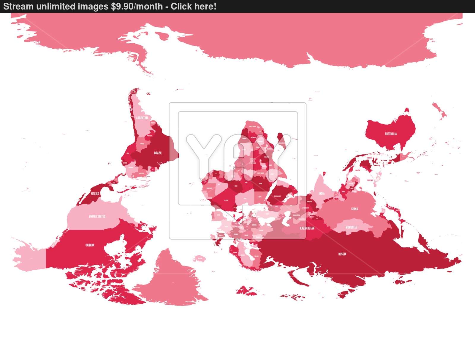 1600x1154 Reversed Or Upside Down Political Map Of World South Up