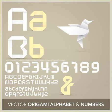 Free Origami Ribbon English Letters And Numbers Vector 456x456 Free Origami Ribbon English Letters And Numbers Vector