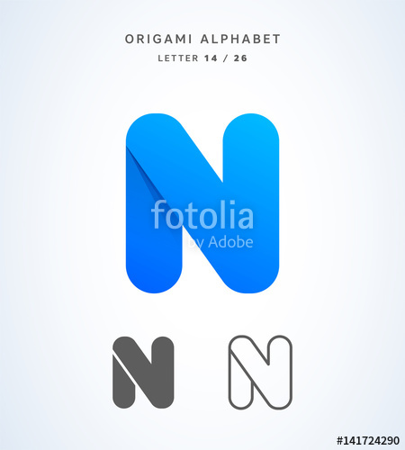 Vector Origami Alphabet Letter N Logo Template Stock Image 450x500 Vector Origami Alphabet Letter N Logo Template Stock Image