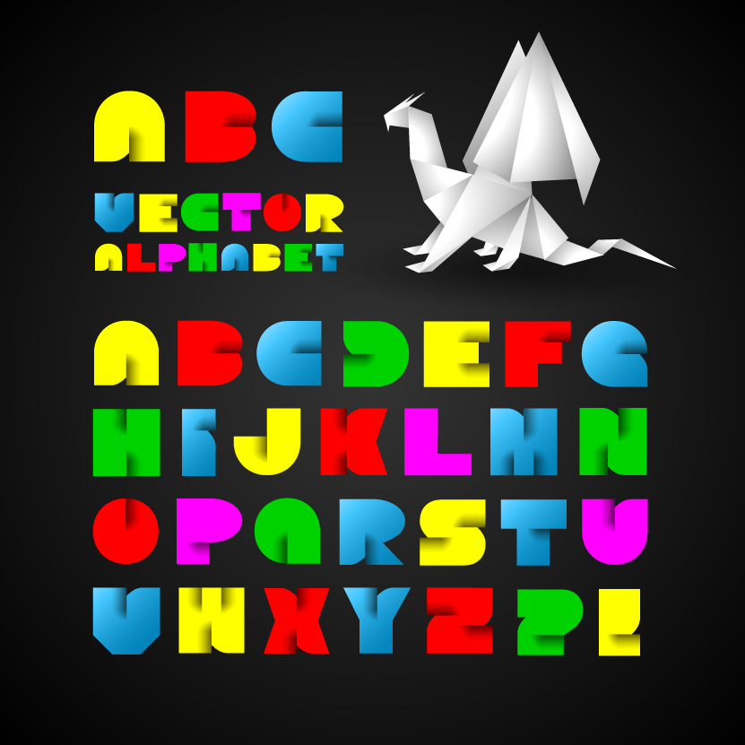 Colorful Origami Alphabet Vector Set Free Download 831x831 Colorful Origami Alphabet Vector Set Free Download