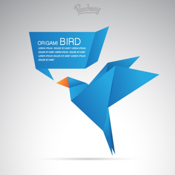 600x600 Blue Origami Bird Free Vector In Adobe Illustrator