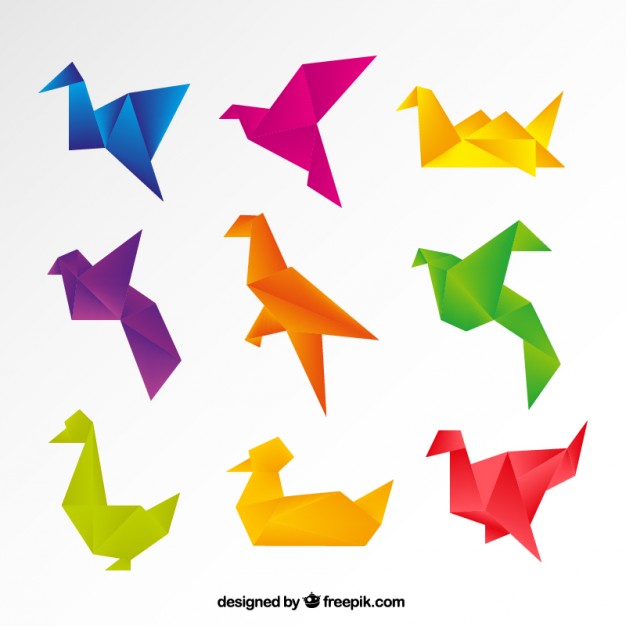 626x626 Colorful Origami Birds Vector Premium Download