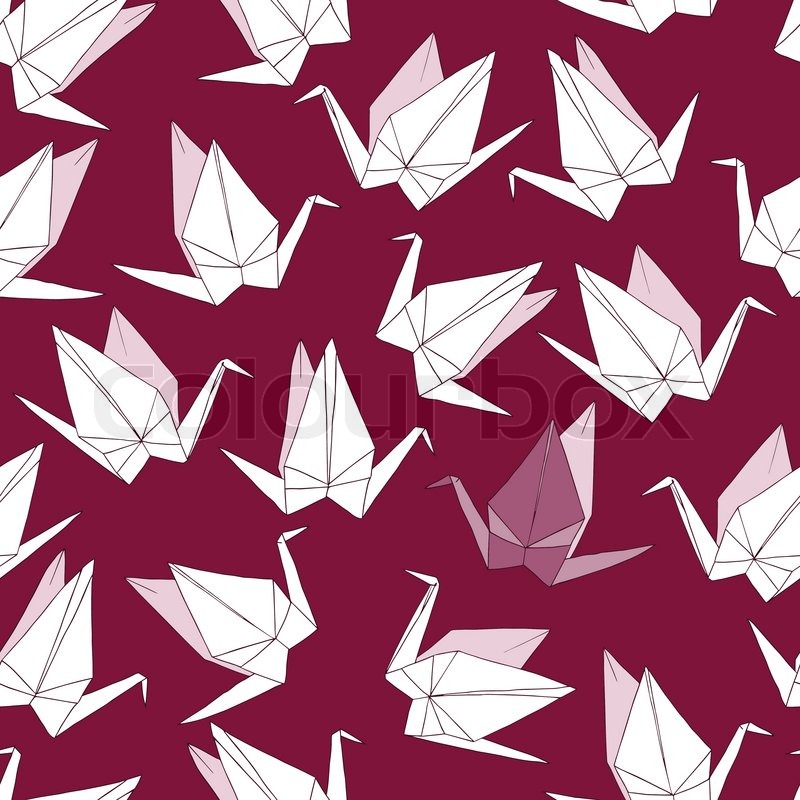 800x800 Origami Crane Vector Seamless Pattern Stock Vector Colourbox