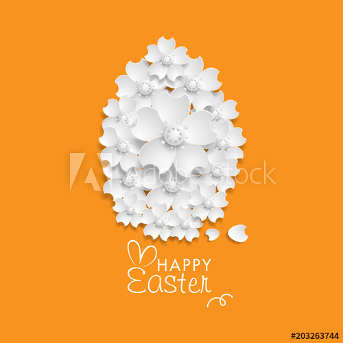500x500 Paper Art Easter Egg Background Origami Flower Vector Stock
