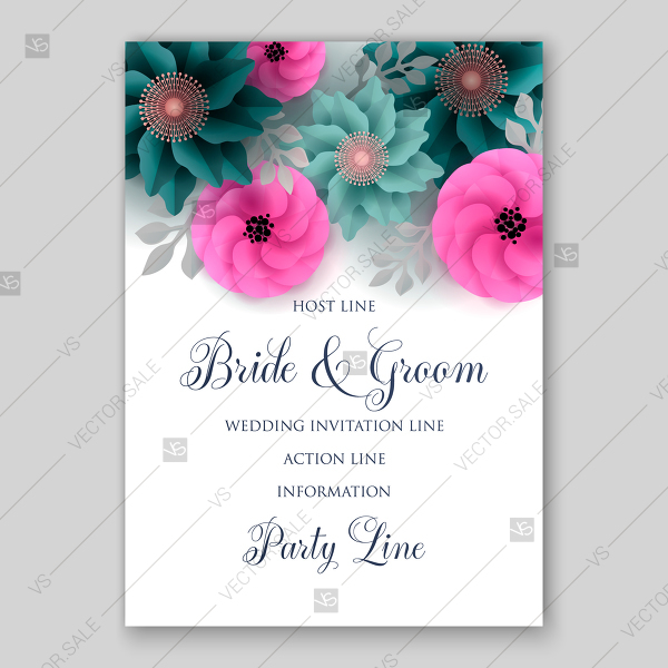 600x600 Paper Origami Flowers Red Blue Anemone Peony Poppy Illustretion