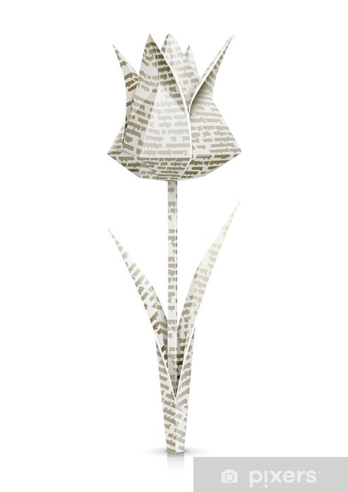 495x700 Tulip Paper Origami Flower Vector Illustration Isolated On Wall